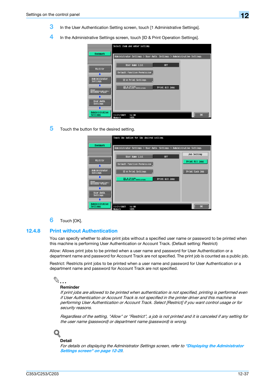 8 print without authentication, Print without authentication -37 | Konica Minolta bizhub C353 User Manual | Page 212 / 262