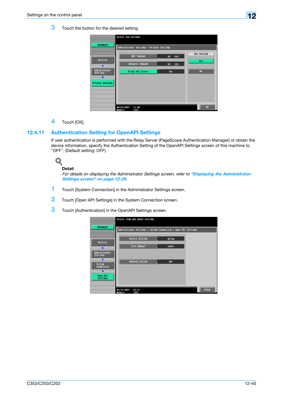 11 authentication setting for openapi settings, Authentication setting for openapi settings -40, R to | Authentication setting for openapi | Konica Minolta bizhub C353 User Manual | Page 215 / 262