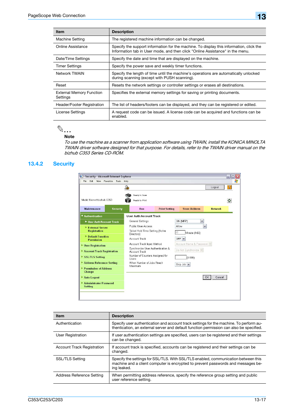 2 security, Security -17 | Konica Minolta bizhub C353 User Manual | Page 234 / 262