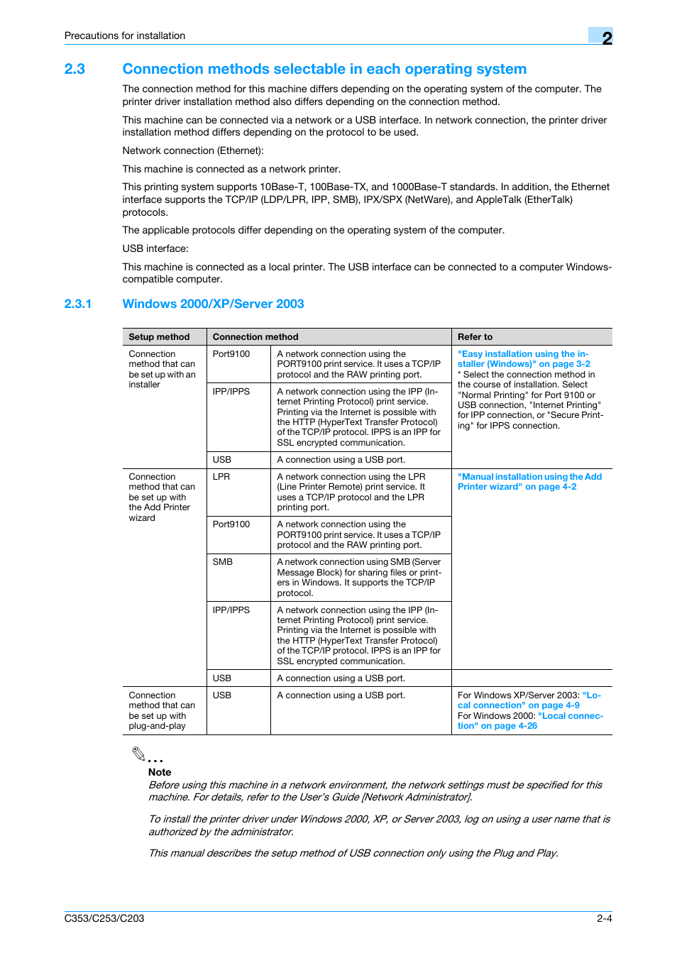 1 windows 2000/xp/server 2003, Windows 2000/xp/server 2003 -4 | Konica Minolta bizhub C353 User Manual | Page 26 / 262