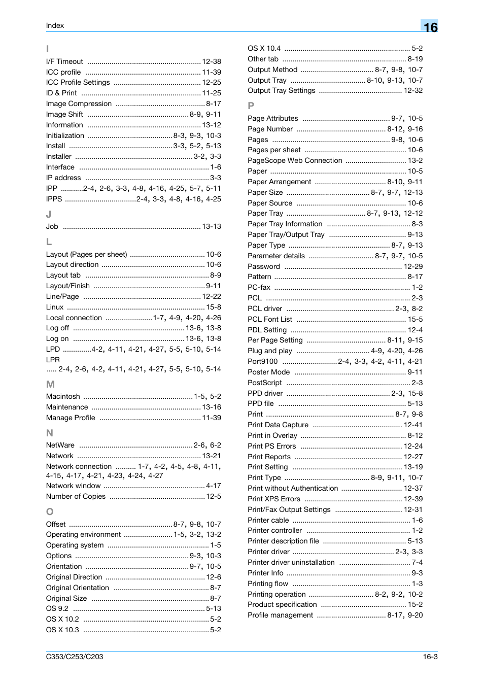 I to p | Konica Minolta bizhub C353 User Manual | Page 260 / 262