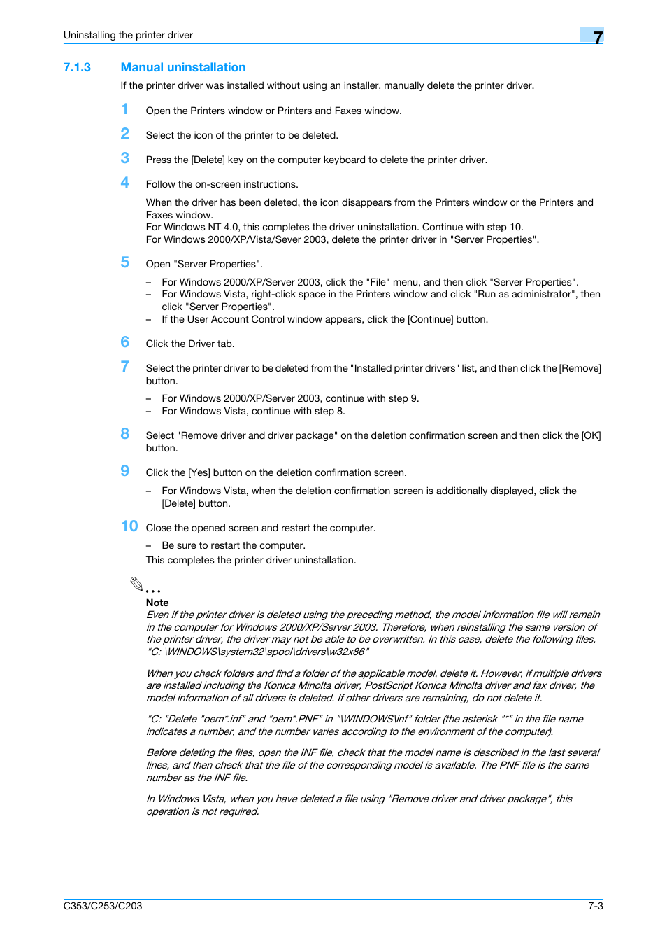 3 manual uninstallation, Manual uninstallation -3 | Konica Minolta bizhub C353 User Manual | Page 81 / 262