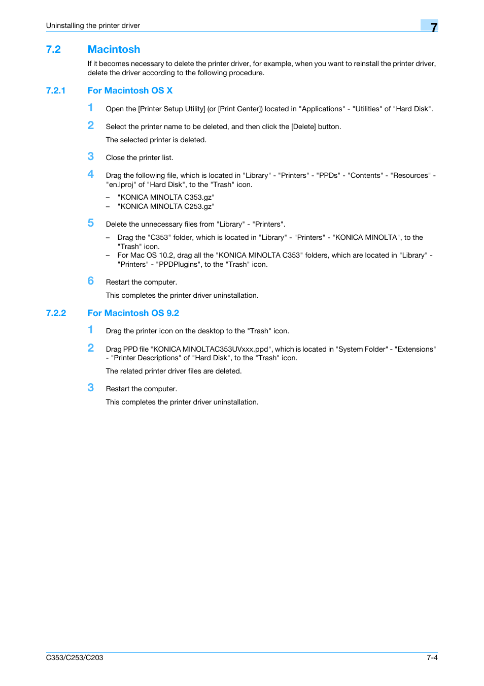 2 macintosh, 1 for macintosh os x, 2 for macintosh os 9.2 | Macintosh -4, For macintosh os x -4, For macintosh os 9.2 -4 | Konica Minolta bizhub C353 User Manual | Page 82 / 262