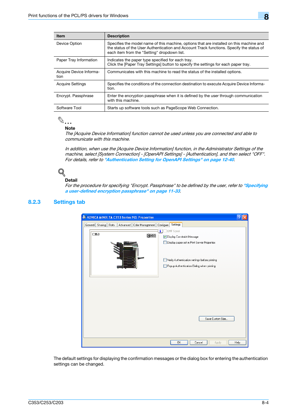 3 settings tab, Settings tab -4 | Konica Minolta bizhub C353 User Manual | Page 86 / 262