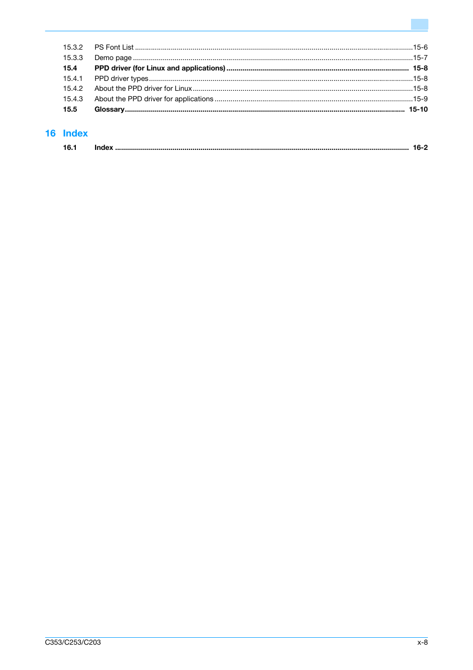 16 index | Konica Minolta bizhub C353 User Manual | Page 9 / 262