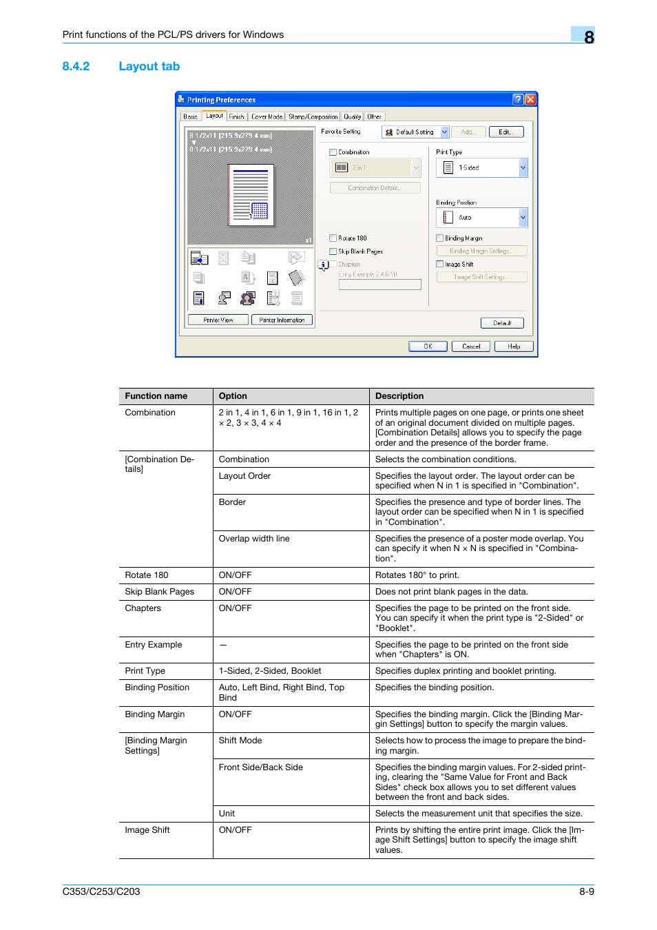 2 layout tab, Layout tab -9 | Konica Minolta bizhub C353 User Manual | Page 91 / 262