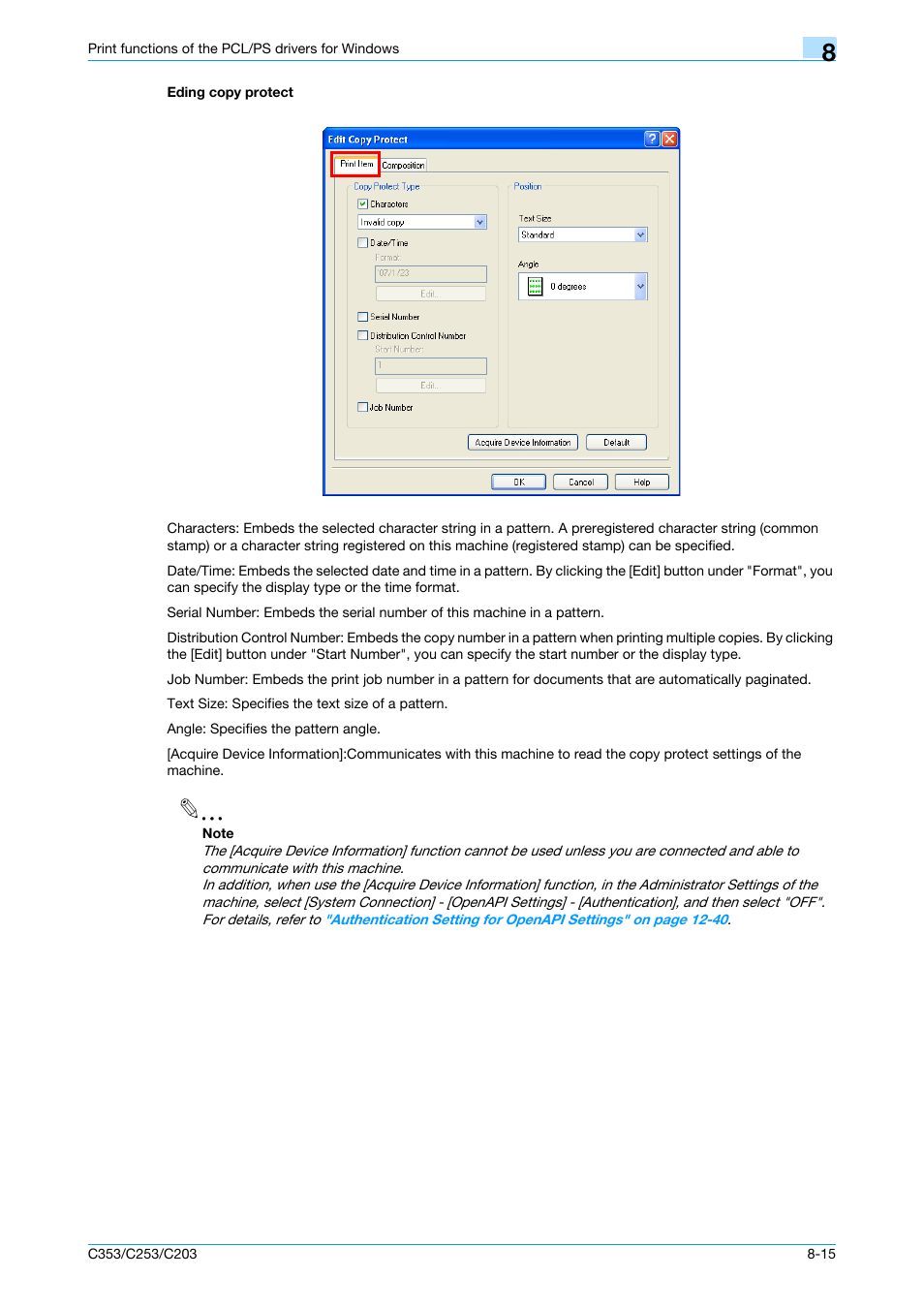 Eding copy protect, Eding copy protect -15, Eding copy protect" on | Konica Minolta bizhub C353 User Manual | Page 97 / 262