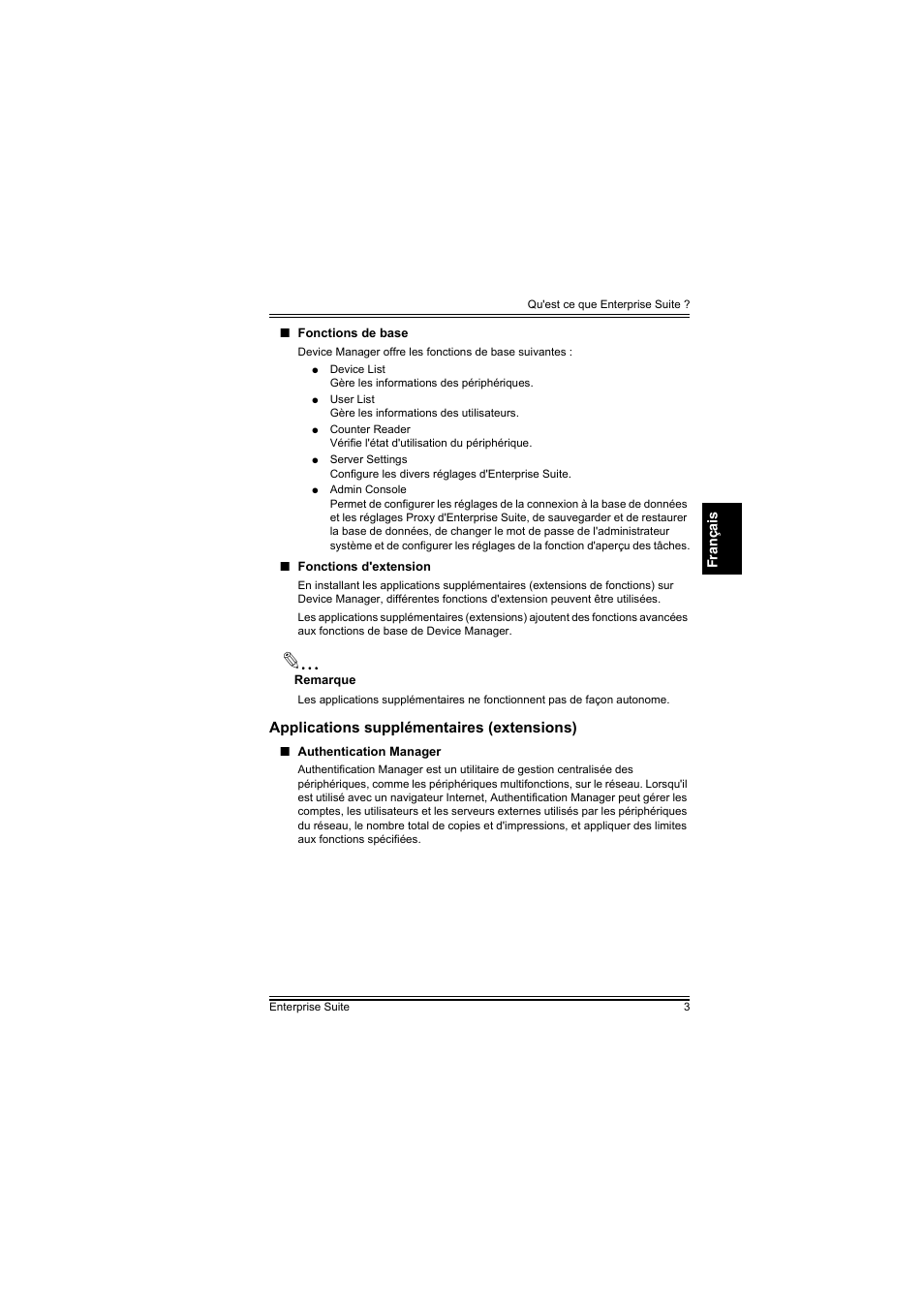 Applications supplémentaires (extensions) | Konica Minolta PageScope Enterprise Suite User Manual | Page 18 / 44