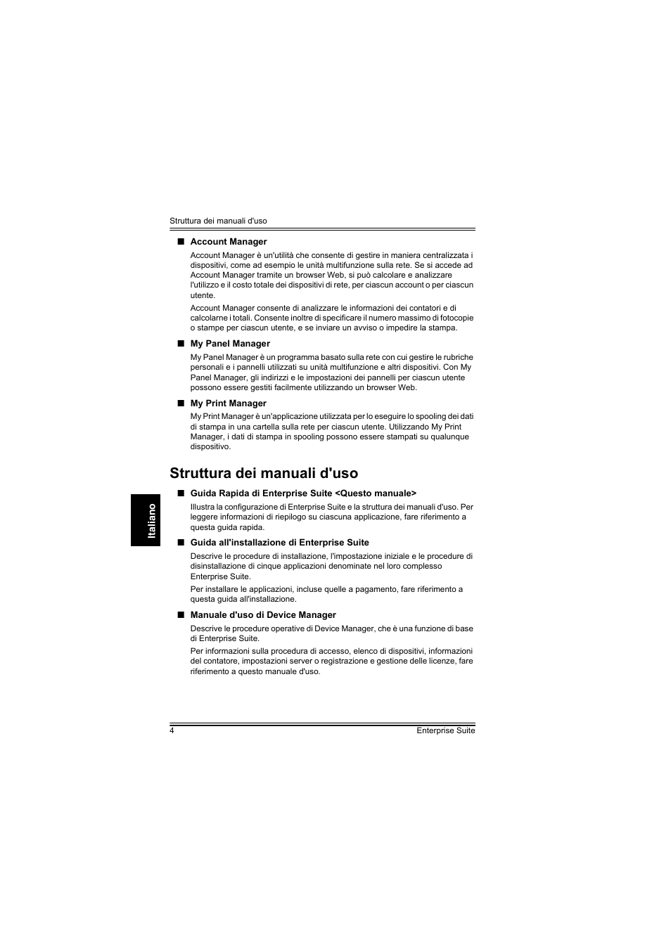 Struttura dei manuali d'uso | Konica Minolta PageScope Enterprise Suite User Manual | Page 31 / 44