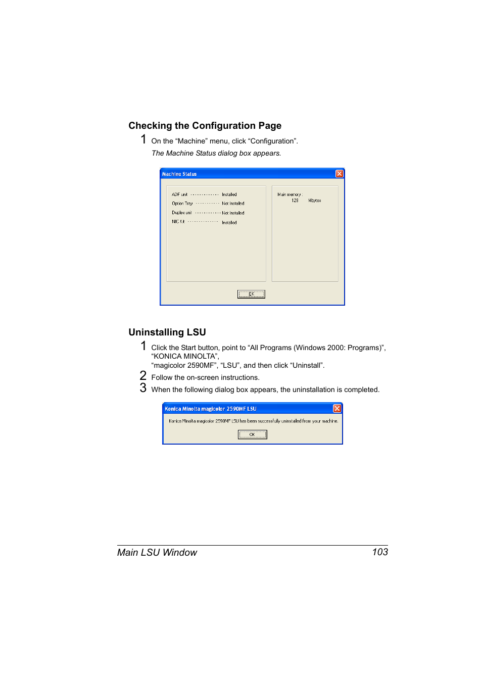 Uninstalling lsu | Konica Minolta magicolor 2590MF User Manual | Page 113 / 198