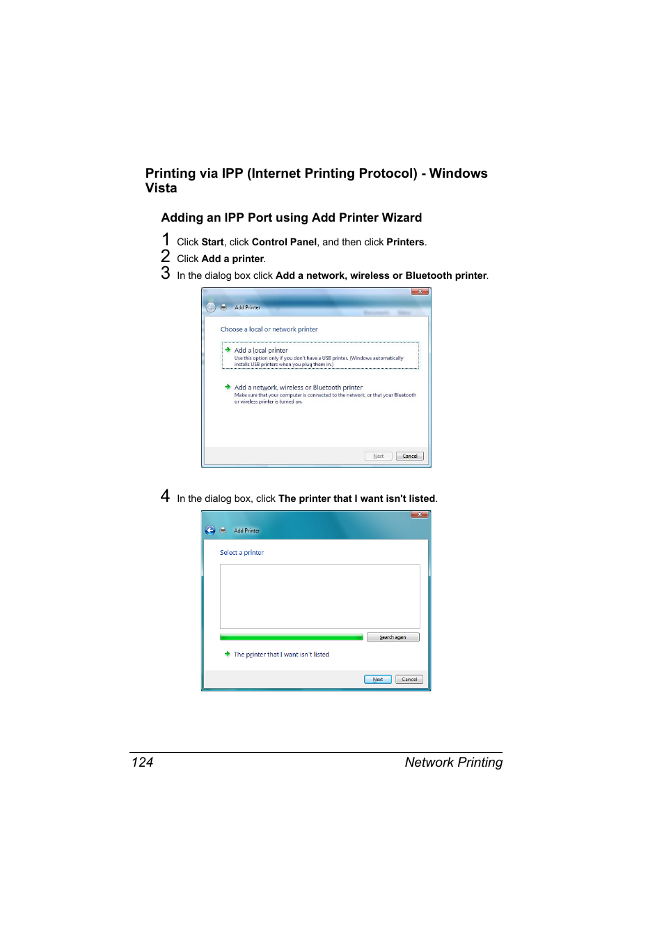 Adding an ipp port using add printer wizard, Adding an ipp port using add printer wizard 124 | Konica Minolta magicolor 2590MF User Manual | Page 134 / 198
