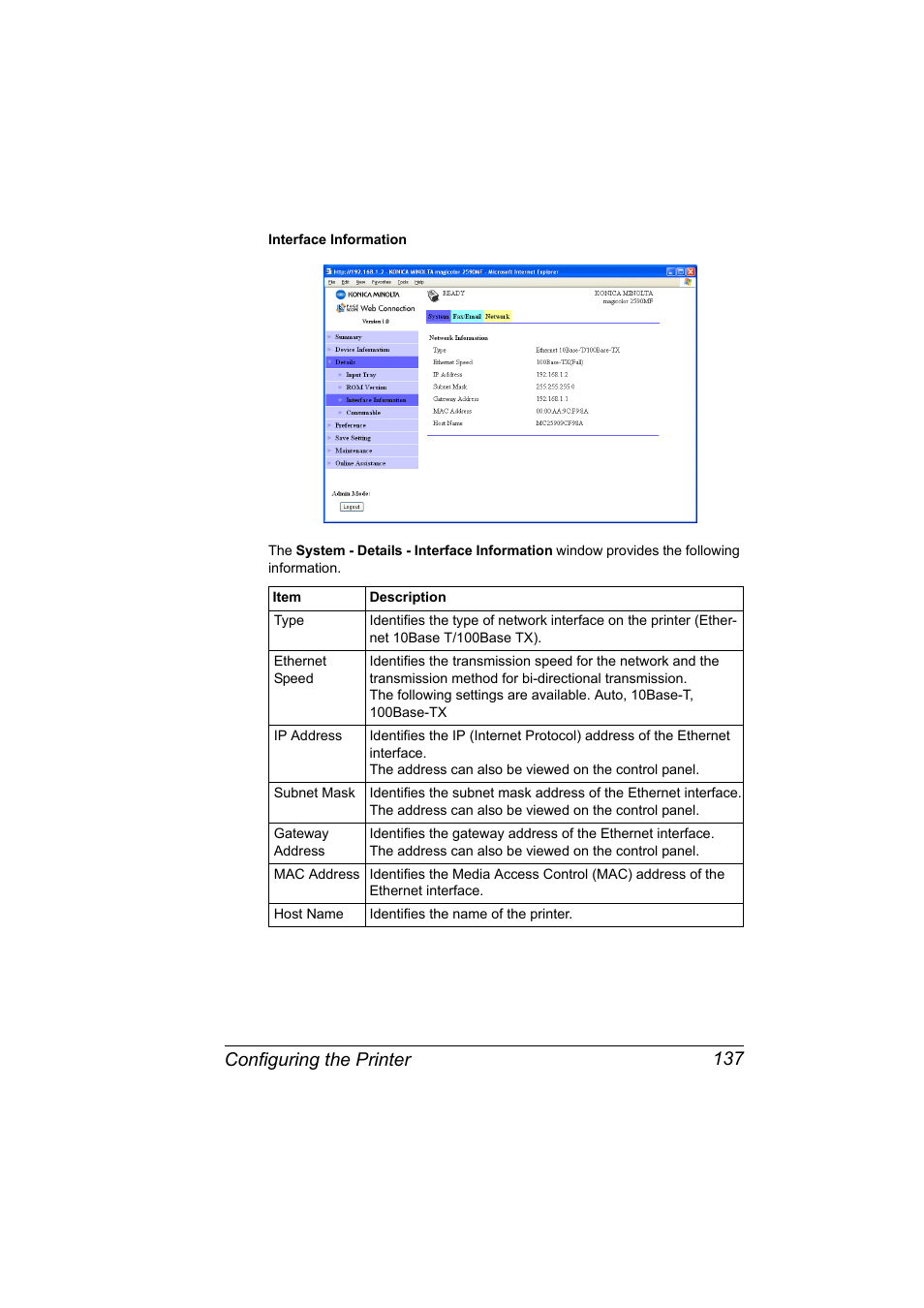Configuring the printer 137 | Konica Minolta magicolor 2590MF User Manual | Page 147 / 198