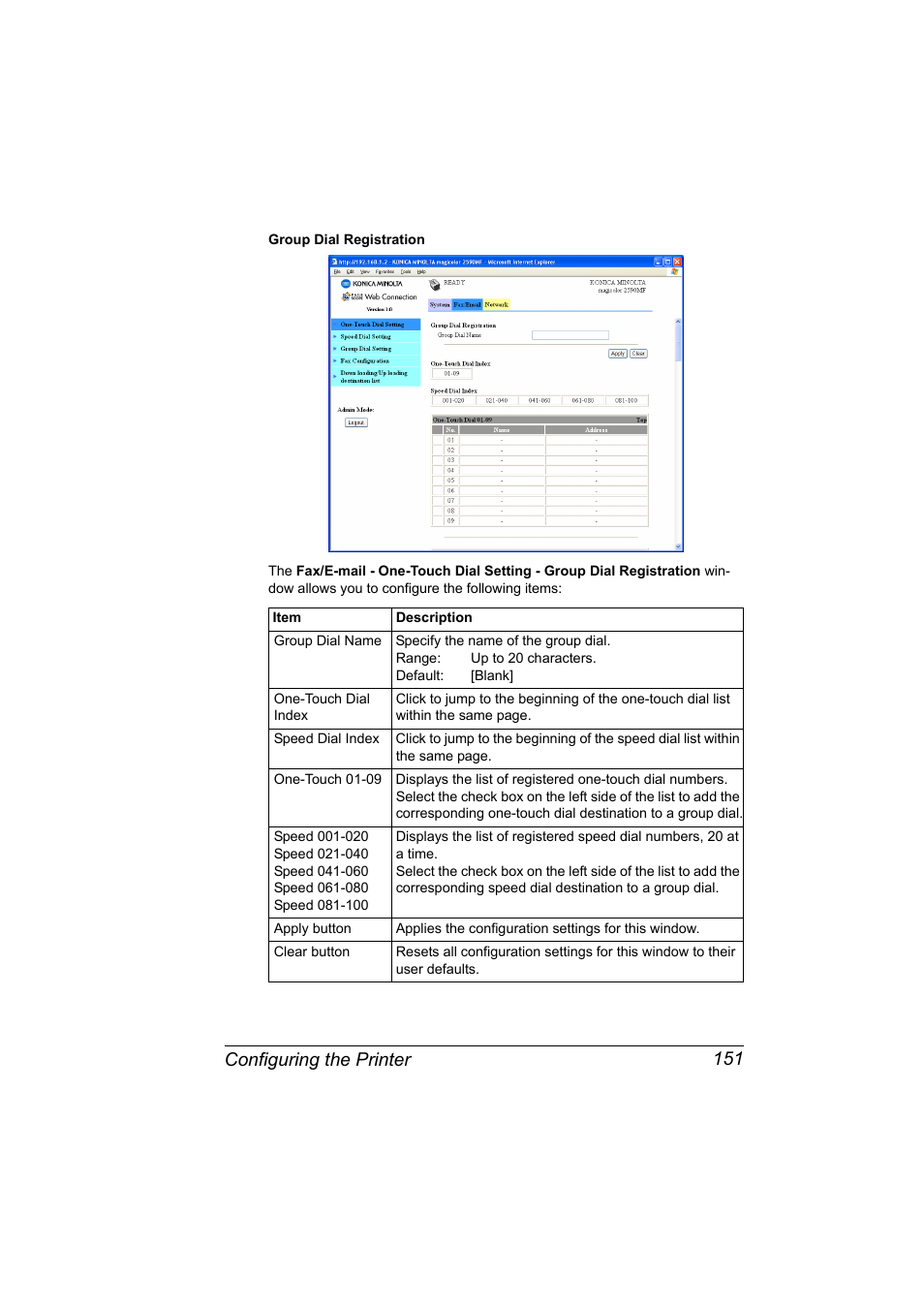 Configuring the printer 151 | Konica Minolta magicolor 2590MF User Manual | Page 161 / 198