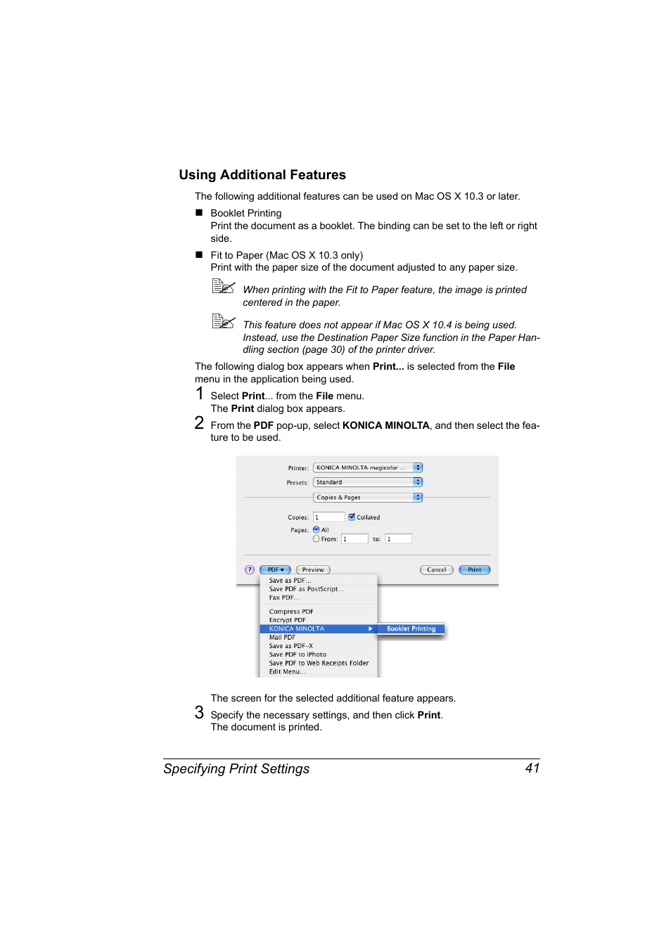 Using additional features, Using additional features 41 | Konica Minolta magicolor 2590MF User Manual | Page 51 / 198