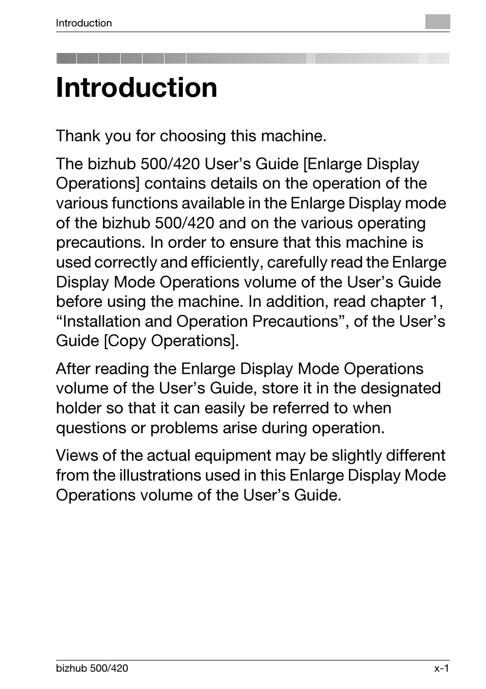 Introduction | Konica Minolta bizhub 500 User Manual | Page 3 / 150