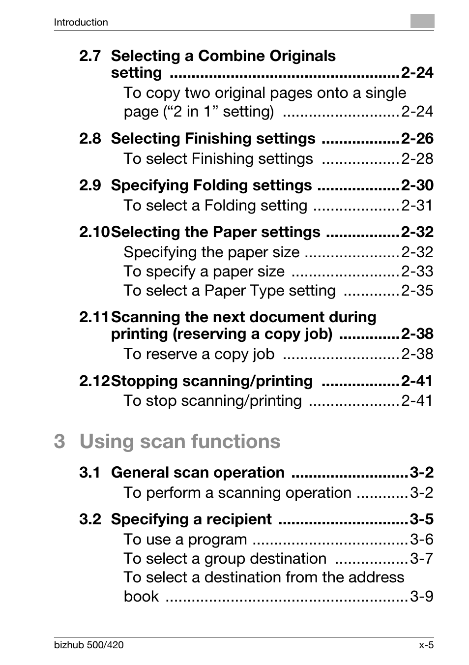 3 using scan functions | Konica Minolta bizhub 500 User Manual | Page 7 / 150