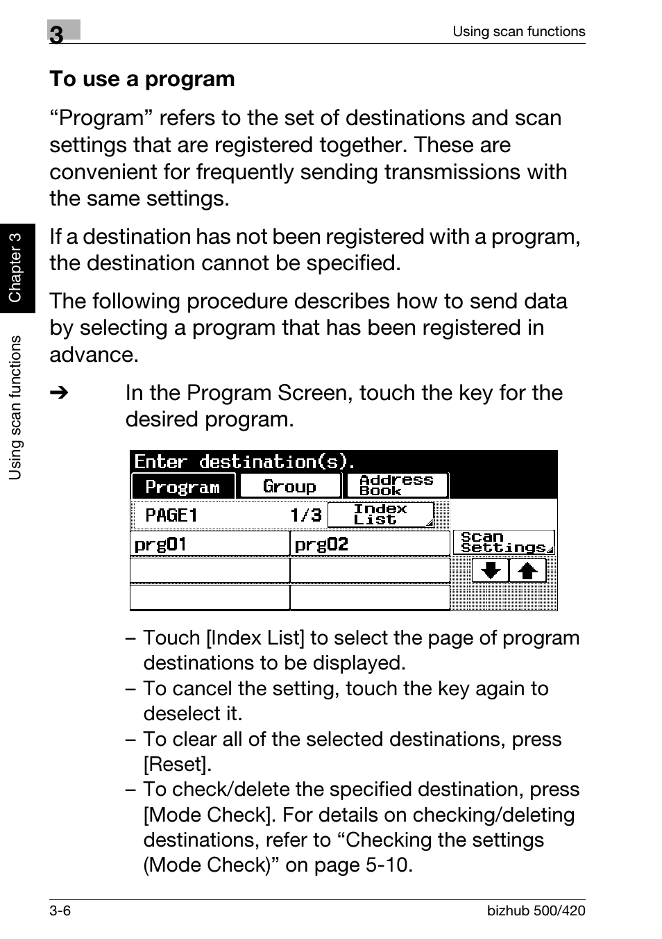 To use a program, To use a program -6 | Konica Minolta bizhub 500 User Manual | Page 84 / 150