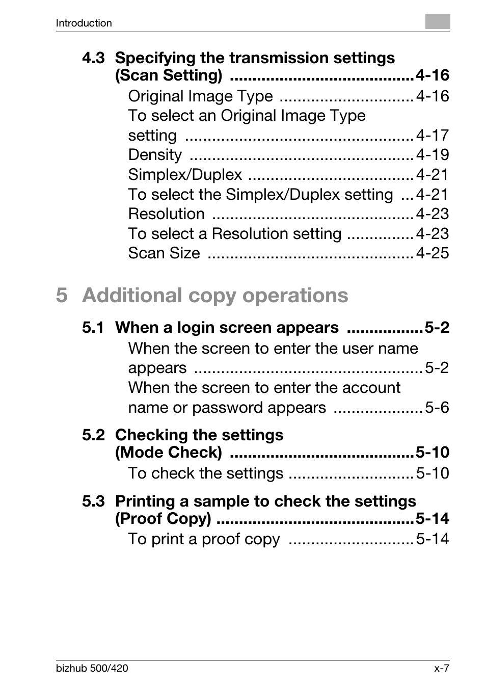 5 additional copy operations | Konica Minolta bizhub 500 User Manual | Page 9 / 150