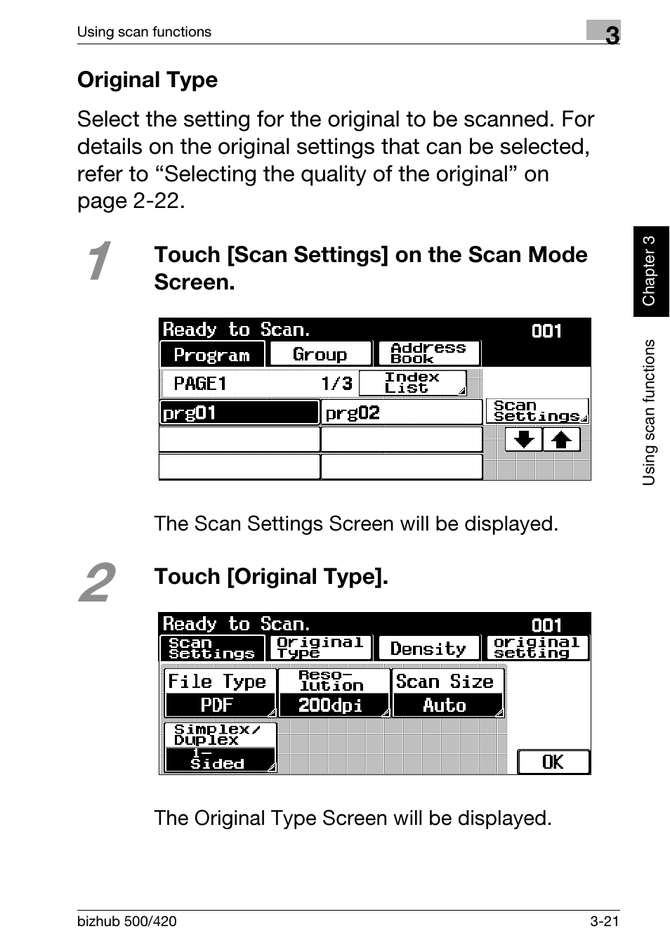 Original type, Original type -21 | Konica Minolta bizhub 500 User Manual | Page 99 / 150