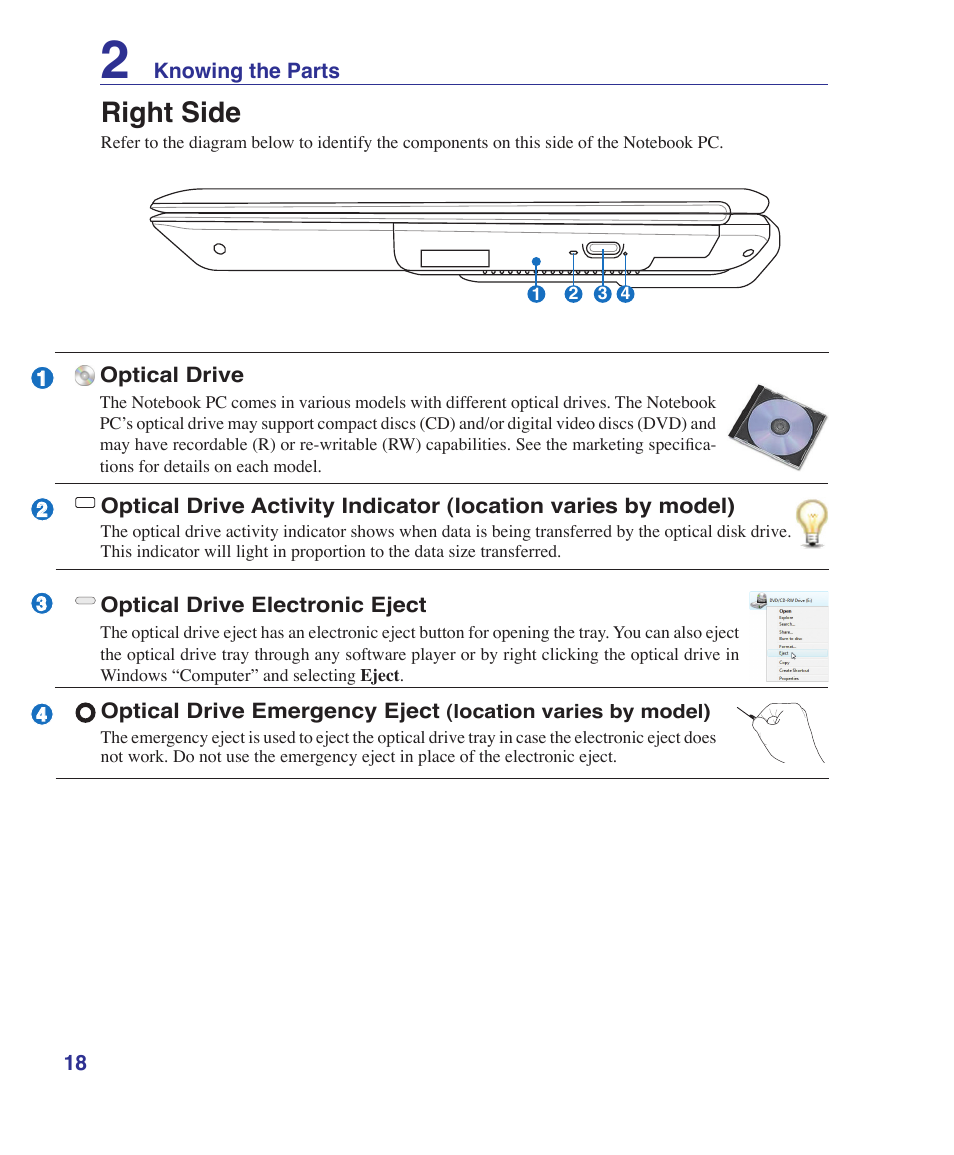 Right side | Asus E3101 User Manual | Page 18 / 86