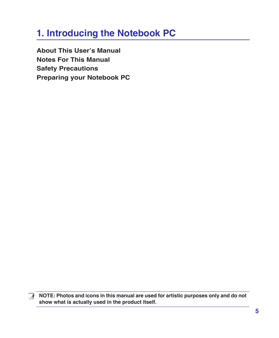 Introducing the notebook pc | Asus E3101 User Manual | Page 5 / 86