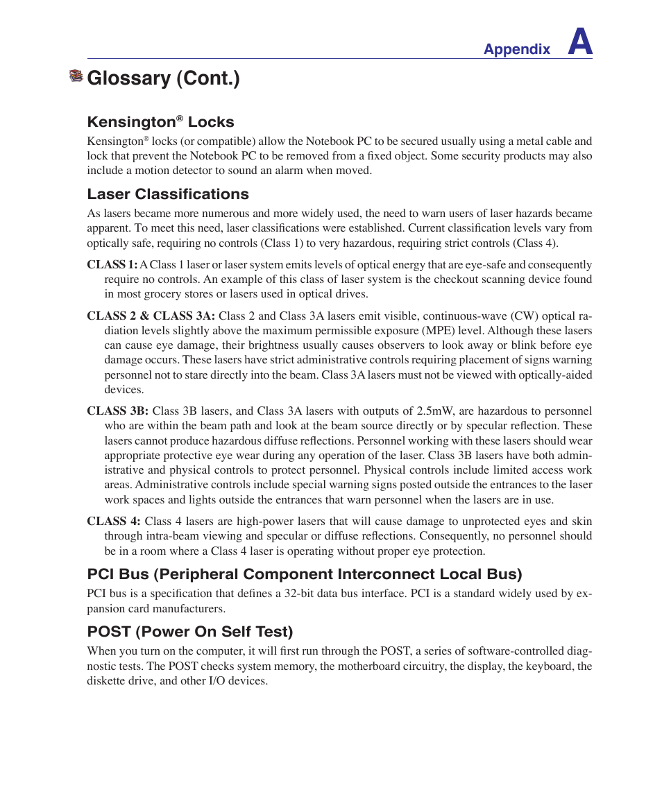 Glossary (cont.) | Asus E3101 User Manual | Page 73 / 86