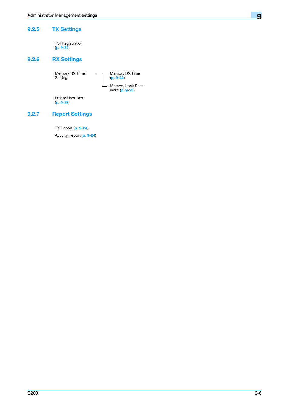 5 tx settings, 6 rx settings, 7 report settings | Tx settings -6, Rx settings -6, Report settings -6 | Konica Minolta bizhub C200 User Manual | Page 140 / 176