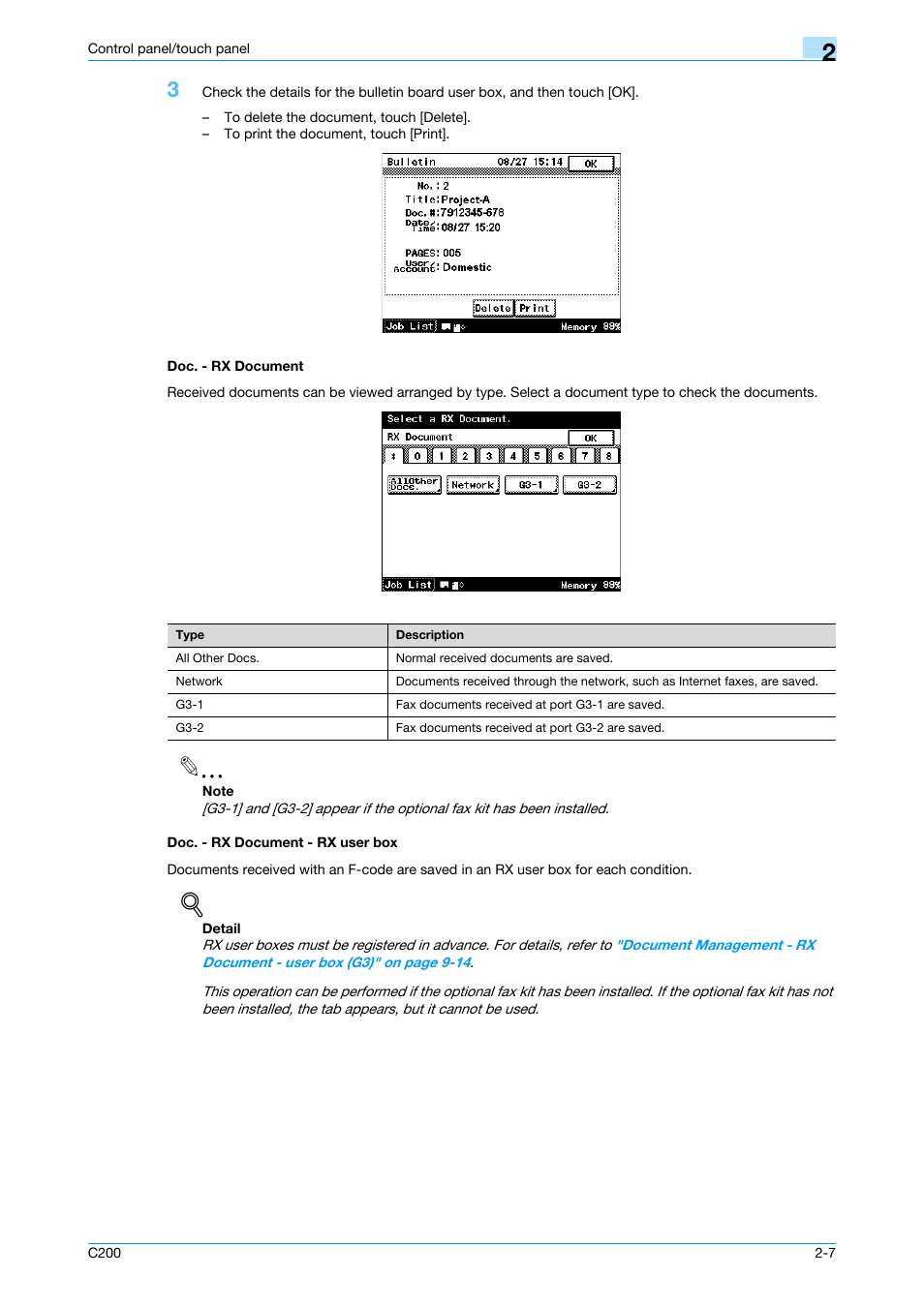 Doc. - rx document, Doc. - rx document - rx user box | Konica Minolta bizhub C200 User Manual | Page 31 / 176