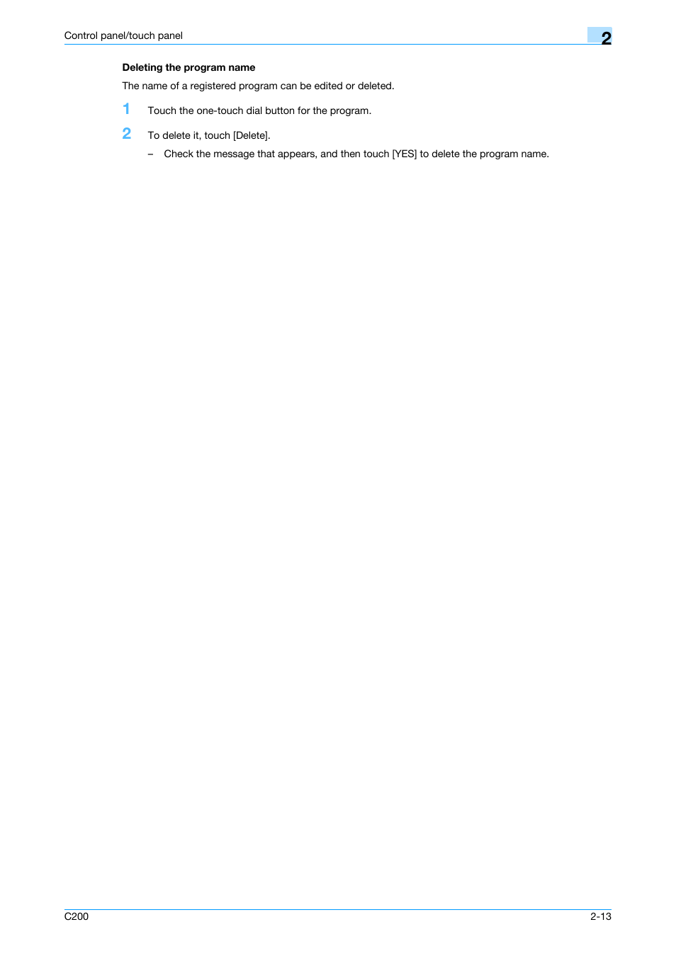 Deleting the program name, Deleting the program name -13 | Konica Minolta bizhub C200 User Manual | Page 37 / 176