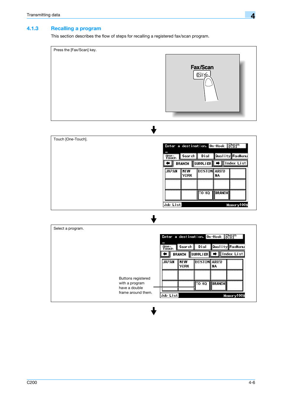 3 recalling a program, Recalling a program -6 | Konica Minolta bizhub C200 User Manual | Page 48 / 176