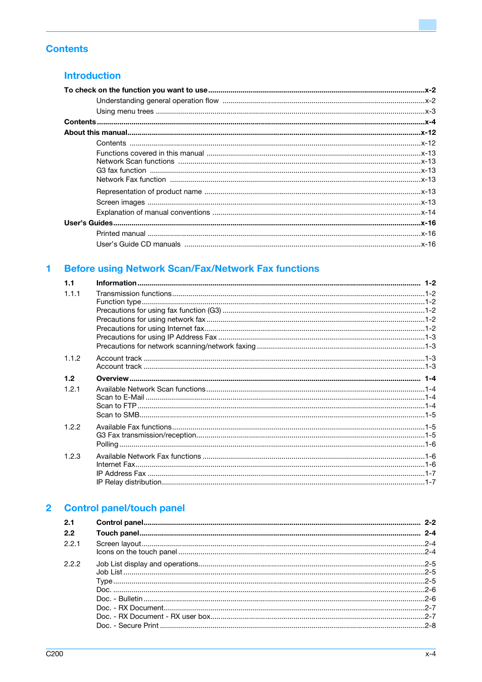 Konica Minolta bizhub C200 User Manual | Page 5 / 176