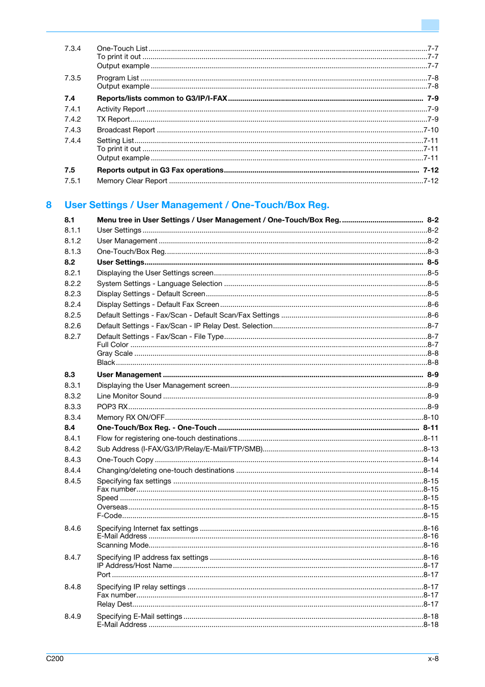 Konica Minolta bizhub C200 User Manual | Page 9 / 176