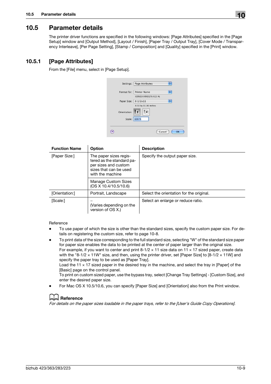 5 parameter details, Parameter details -9, 1 [page attributes | Konica Minolta BIZHUB 223 User Manual | Page 126 / 294