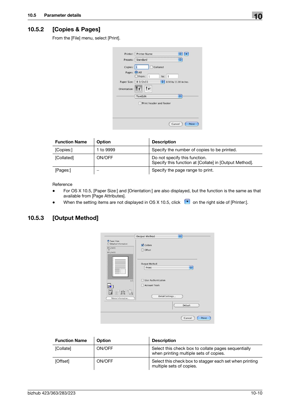 3 [output method, Output method] -10, 2 [copies & pages | Konica Minolta BIZHUB 223 User Manual | Page 127 / 294