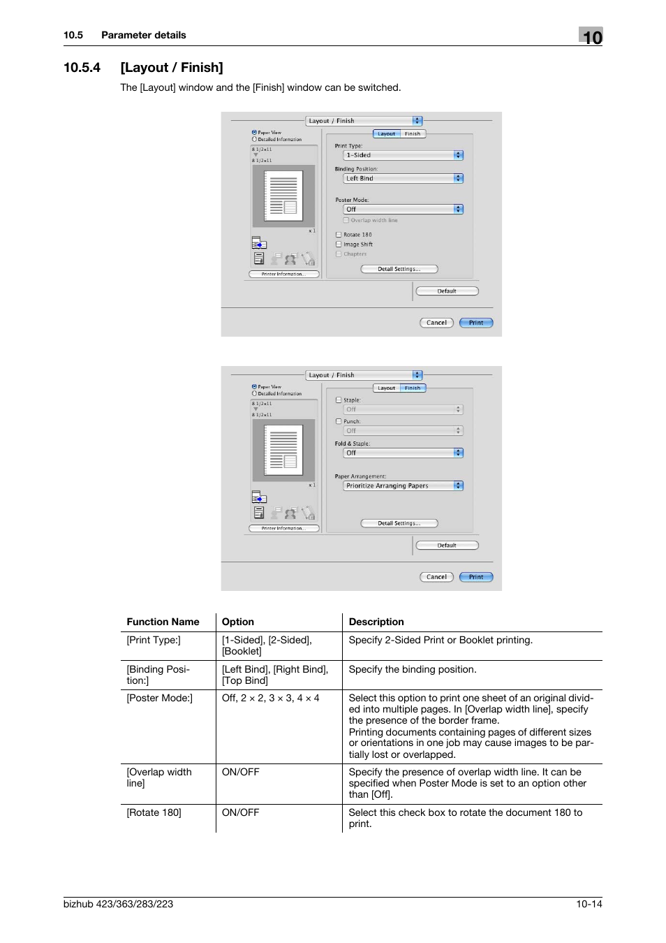 4 [layout / finish, Layout / finish] -14 | Konica Minolta BIZHUB 223 User Manual | Page 131 / 294