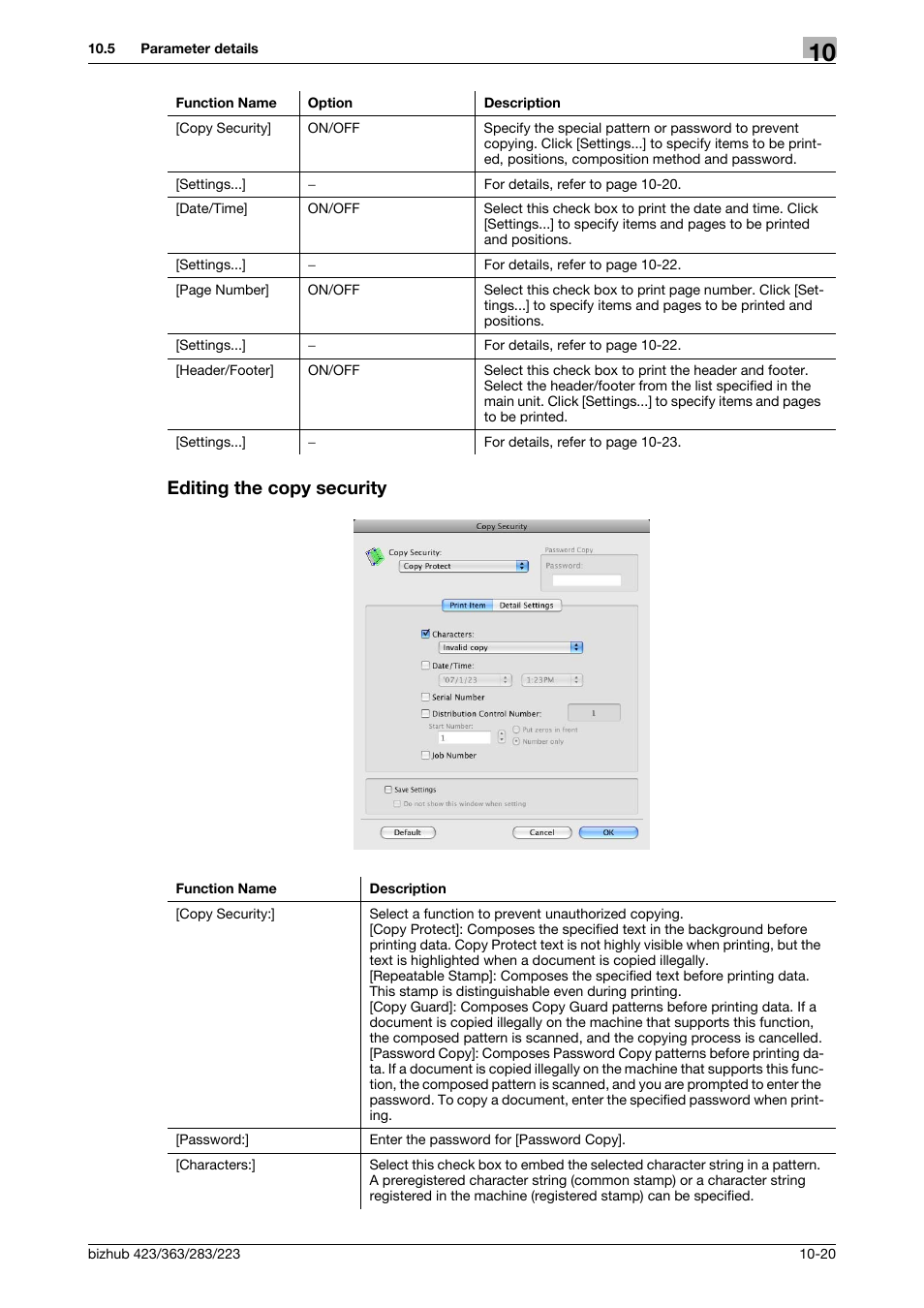 Editing the copy security, Editing the copy security -20 | Konica Minolta BIZHUB 223 User Manual | Page 137 / 294