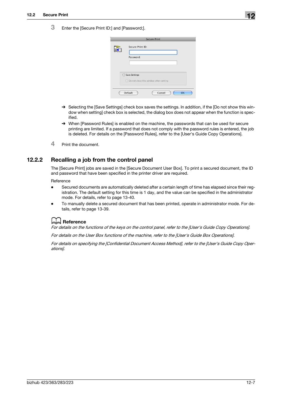 2 recalling a job from the control panel, Recalling a job from the control panel -7 | Konica Minolta BIZHUB 223 User Manual | Page 156 / 294