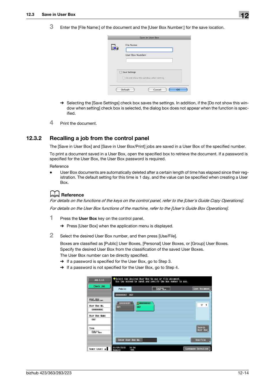 2 recalling a job from the control panel, Recalling a job from the control panel -14 | Konica Minolta BIZHUB 223 User Manual | Page 163 / 294