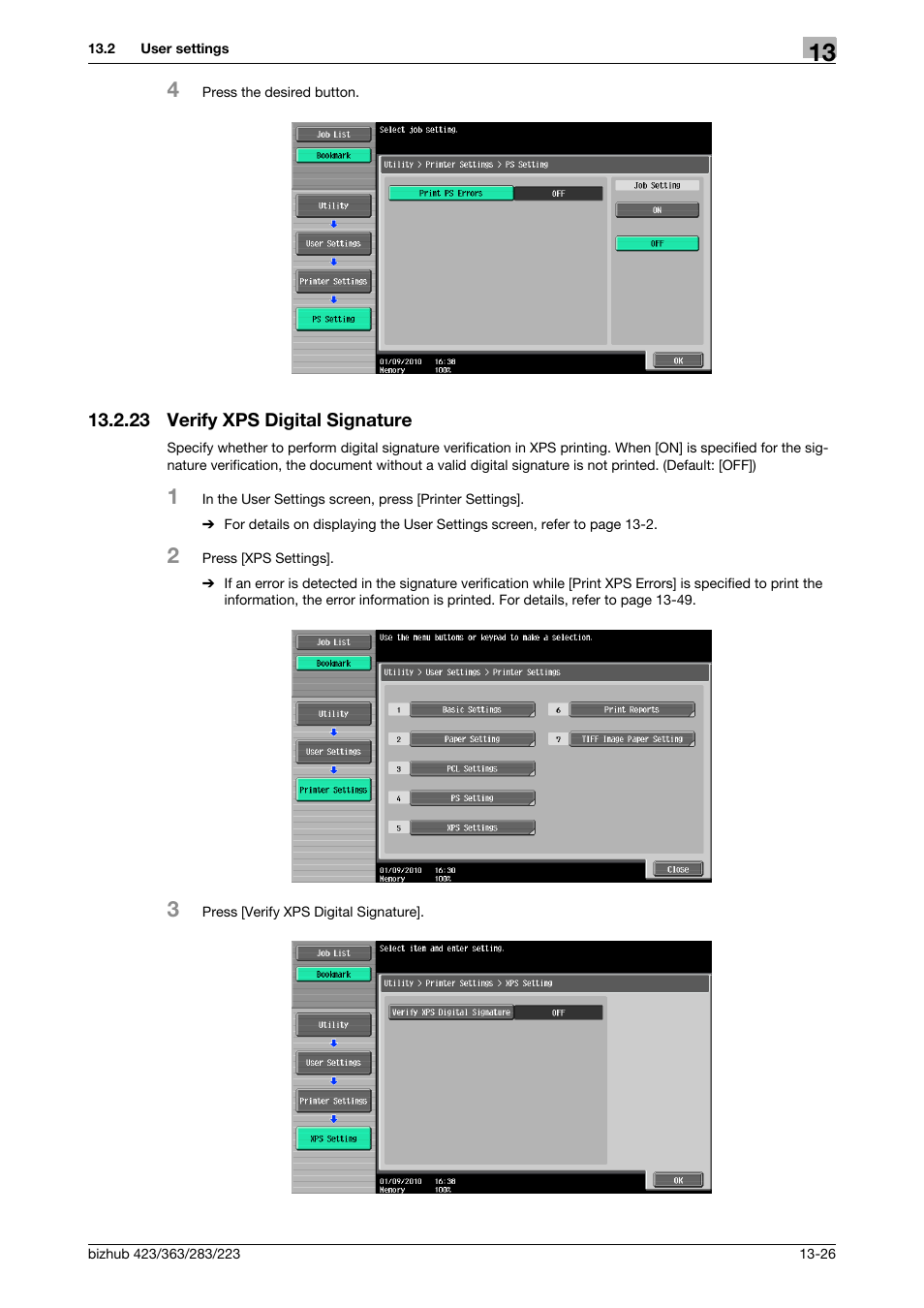 23 verify xps digital signature, Verify xps digital signature -26 | Konica Minolta BIZHUB 223 User Manual | Page 210 / 294