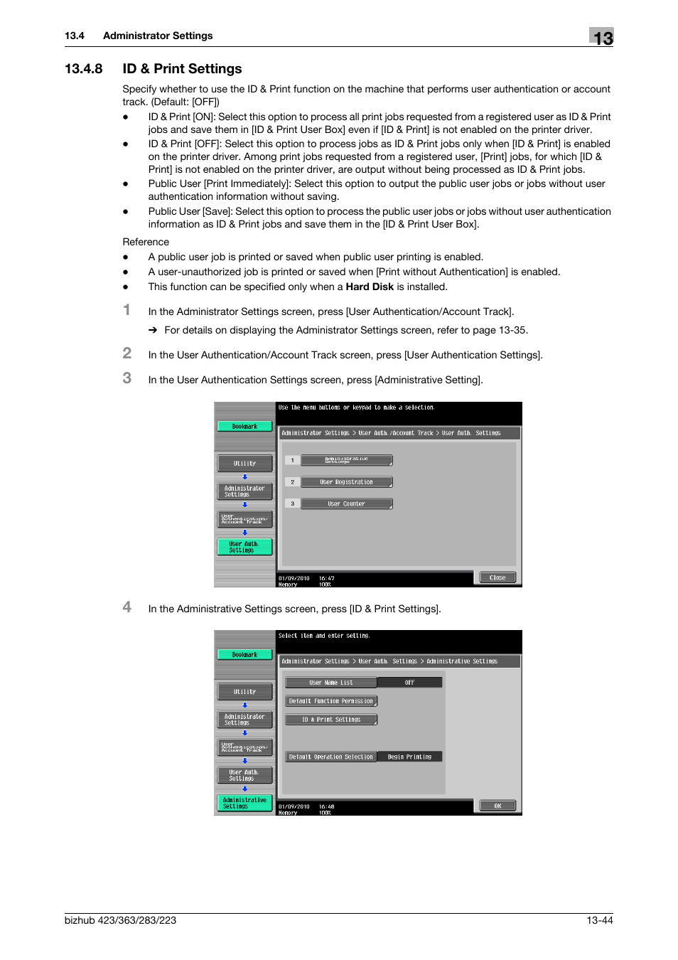 8 id & print settings, Id & print settings -44 | Konica Minolta BIZHUB 223 User Manual | Page 228 / 294