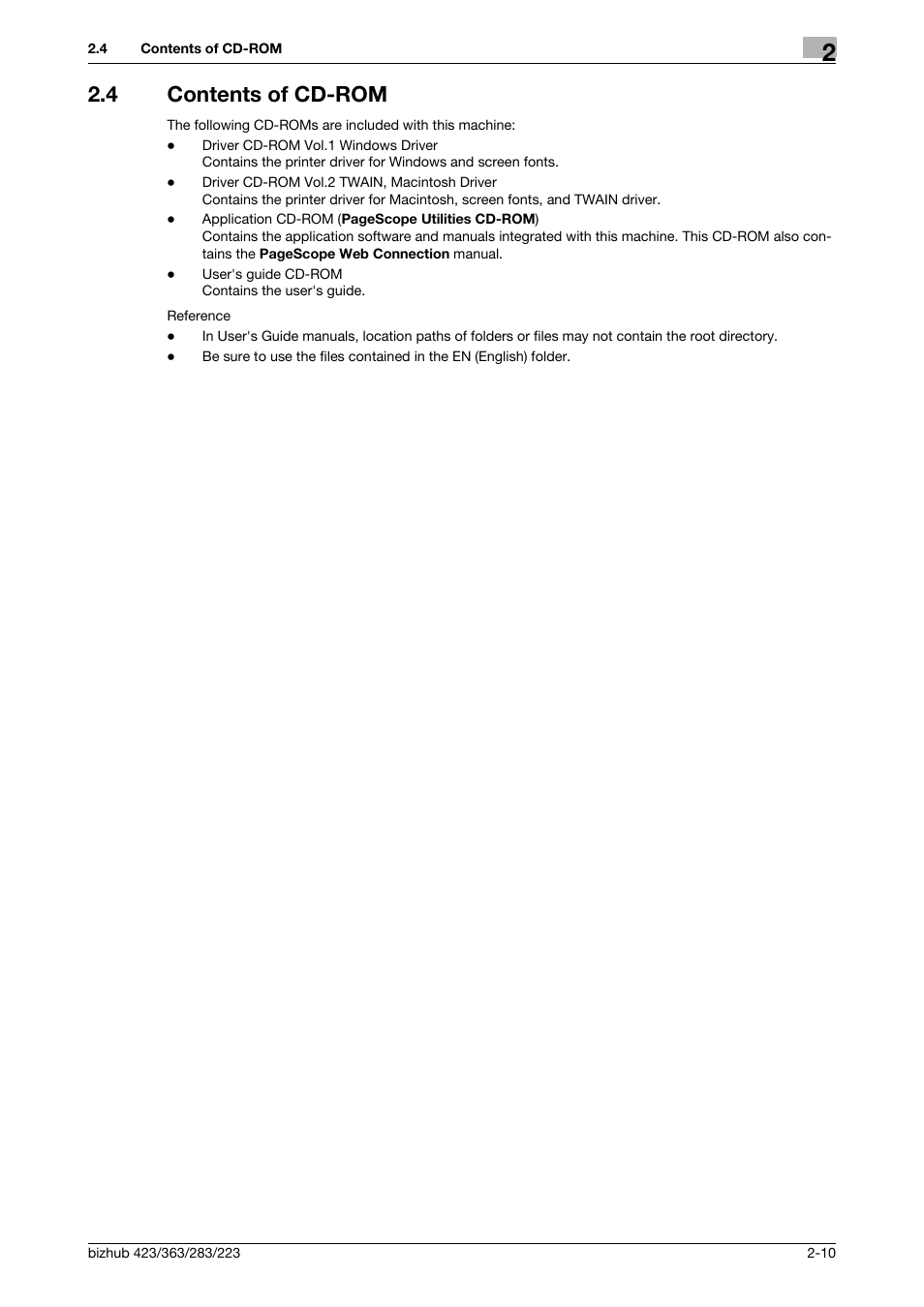 4 contents of cd-rom, Contents of cd-rom -10 | Konica Minolta BIZHUB 223 User Manual | Page 23 / 294