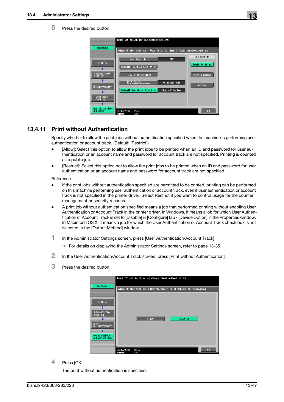 11 print without authentication, Print without authentication -47 | Konica Minolta BIZHUB 223 User Manual | Page 231 / 294