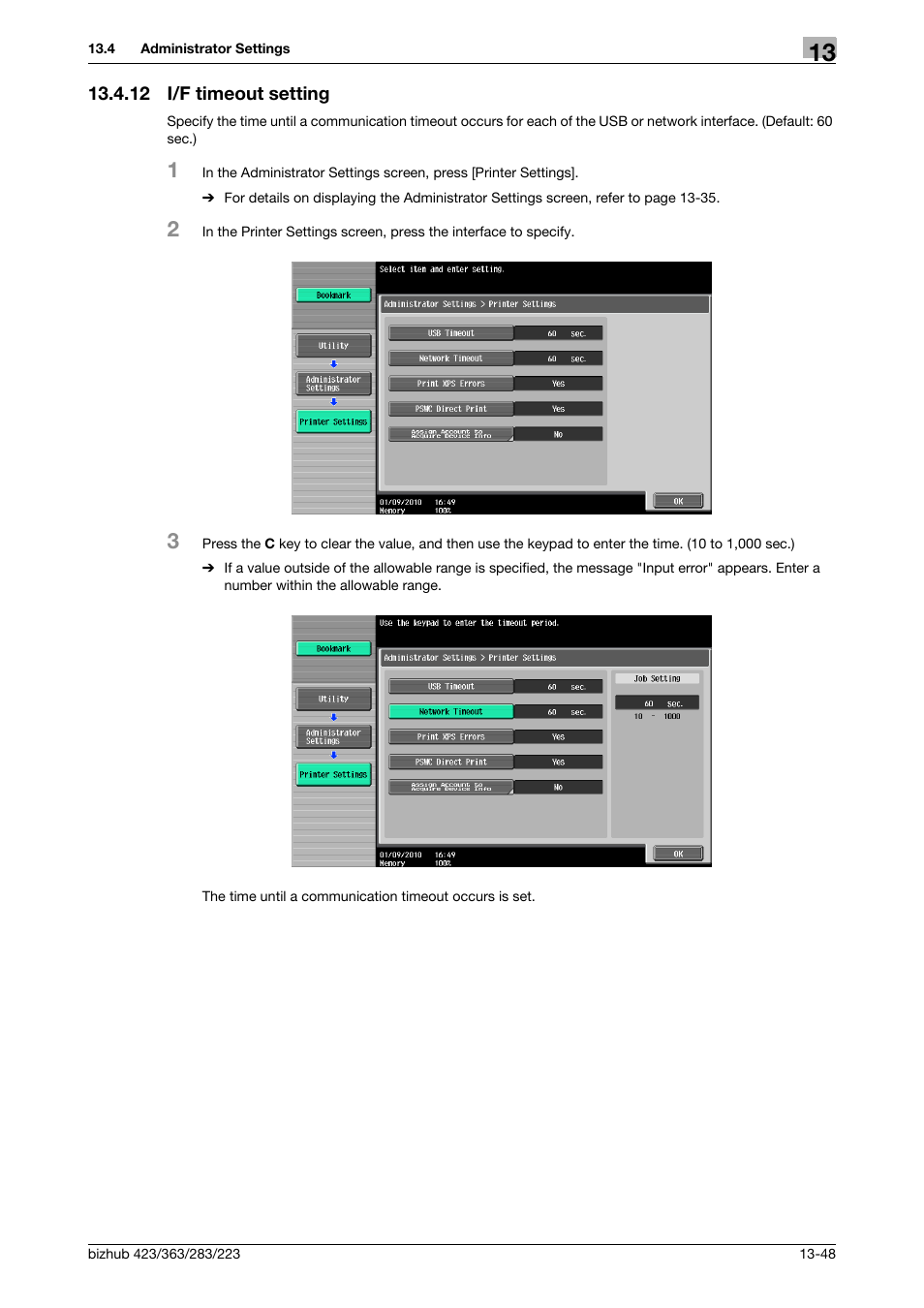 12 i/f timeout setting, I/f timeout setting -48 | Konica Minolta BIZHUB 223 User Manual | Page 232 / 294