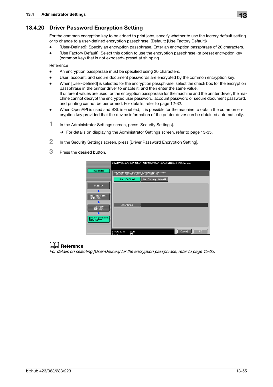 20 driver password encryption setting, Driver password encryption setting -55 | Konica Minolta BIZHUB 223 User Manual | Page 239 / 294