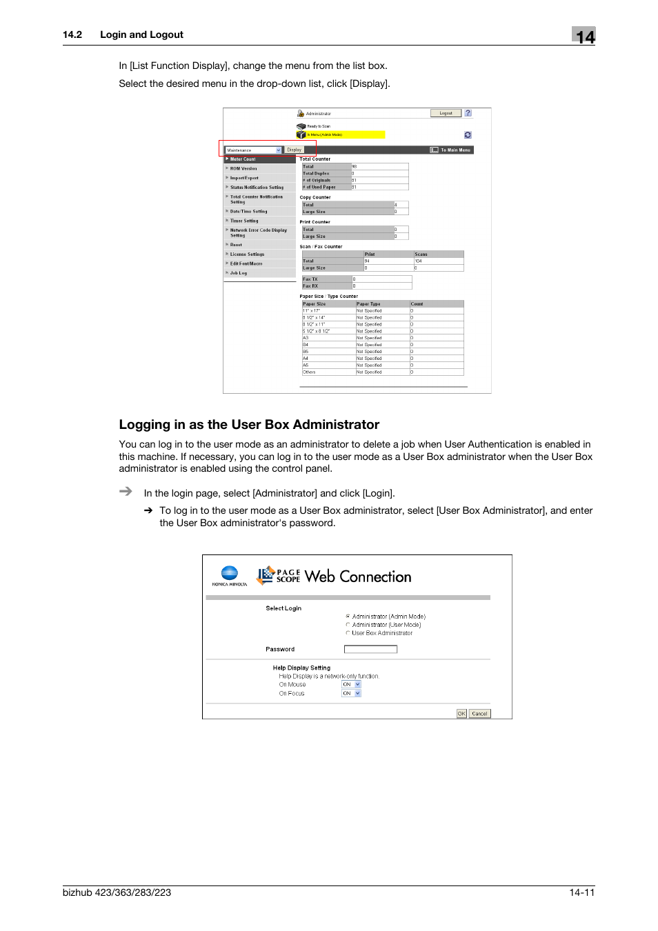 Logging in as the user box administrator, Logging in as the user box administrator -11 | Konica Minolta BIZHUB 223 User Manual | Page 250 / 294