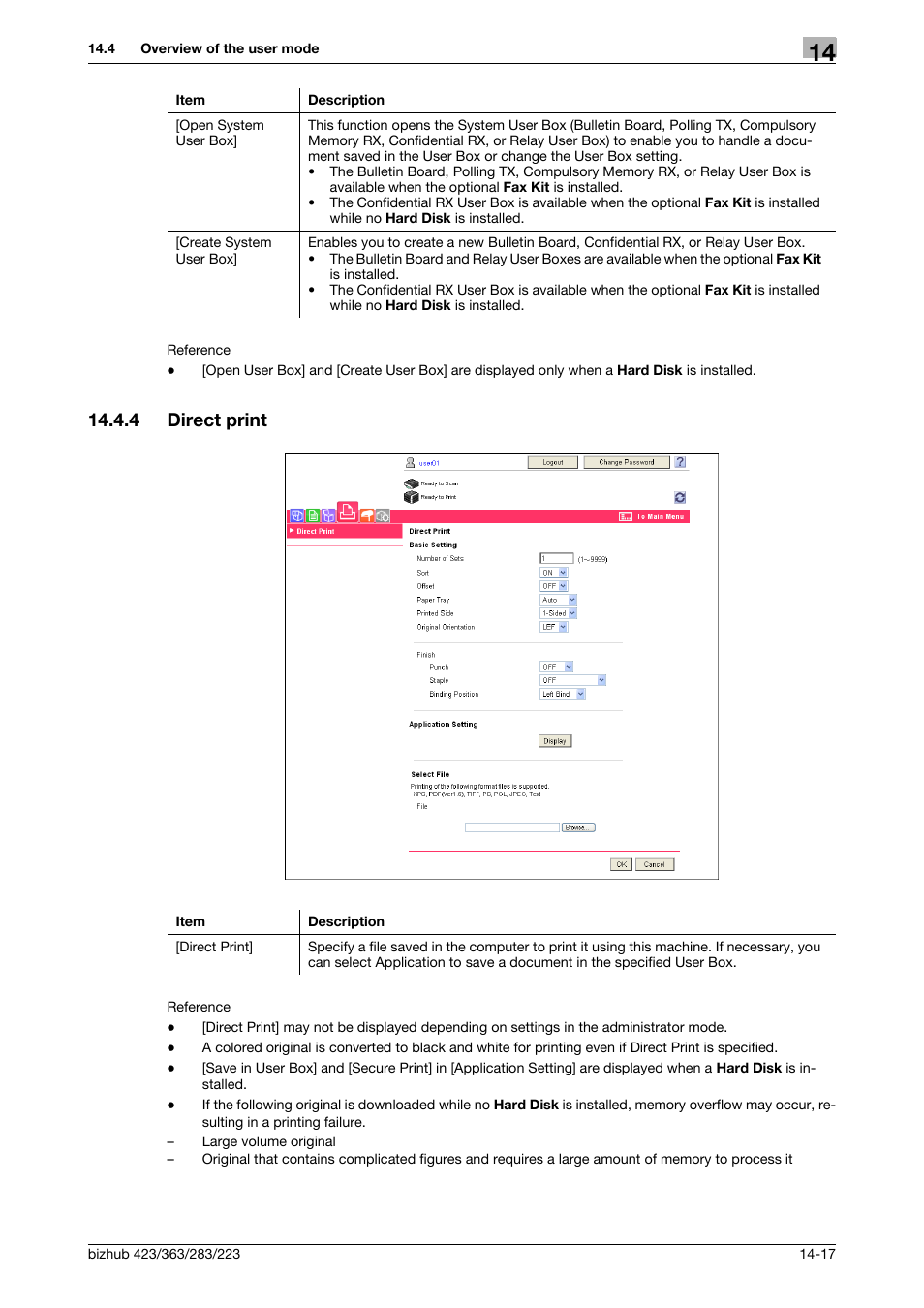 4 direct print, Direct print -17 | Konica Minolta BIZHUB 223 User Manual | Page 256 / 294