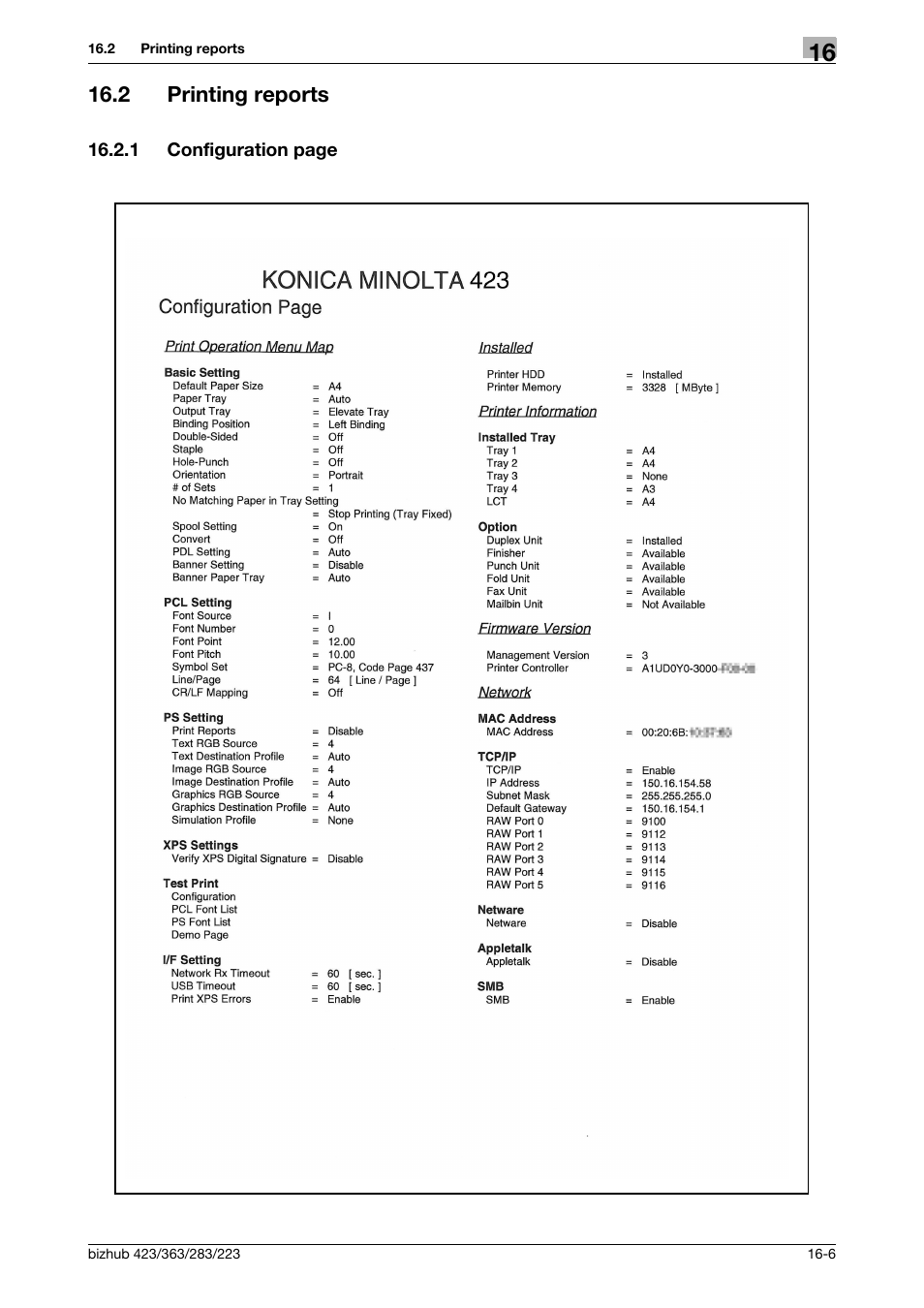 2 printing reports, Printing reports -6 | Konica Minolta BIZHUB 223 User Manual | Page 277 / 294