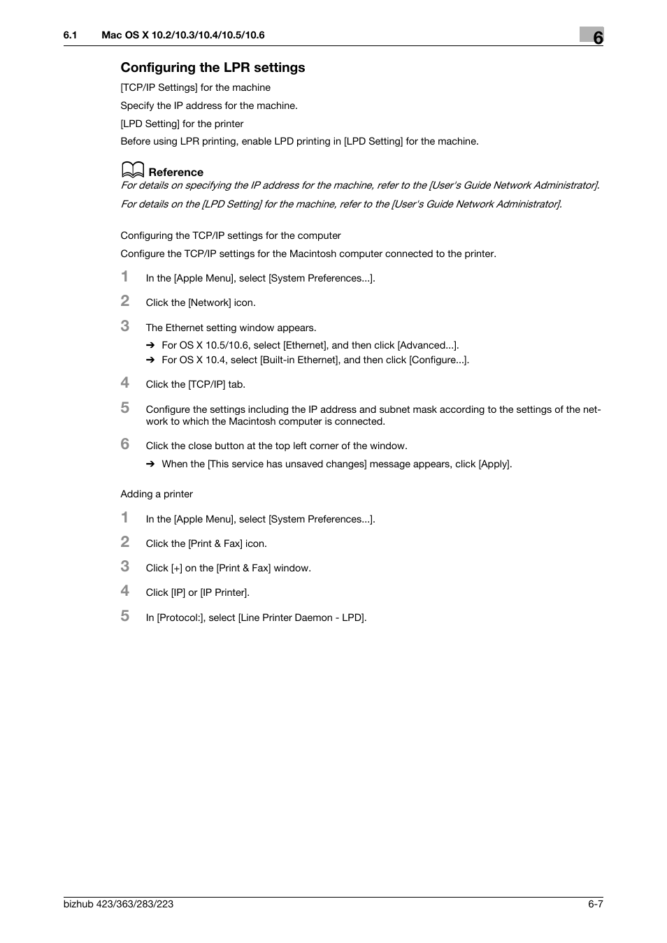 Configuring the lpr settings, Configuring the lpr settings -7 | Konica Minolta BIZHUB 223 User Manual | Page 72 / 294