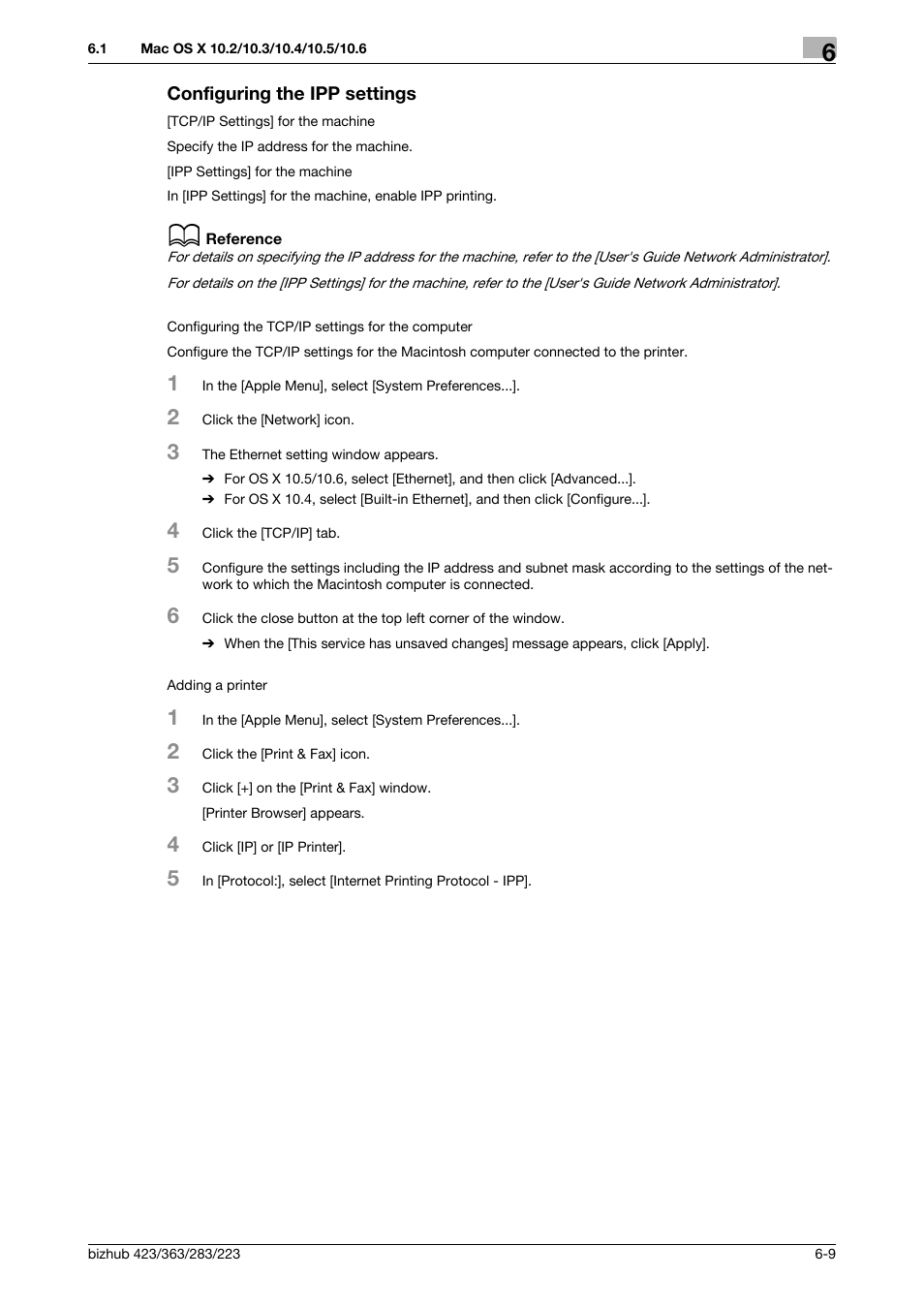 Configuring the ipp settings, Configuring the ipp settings -9 | Konica Minolta BIZHUB 223 User Manual | Page 74 / 294