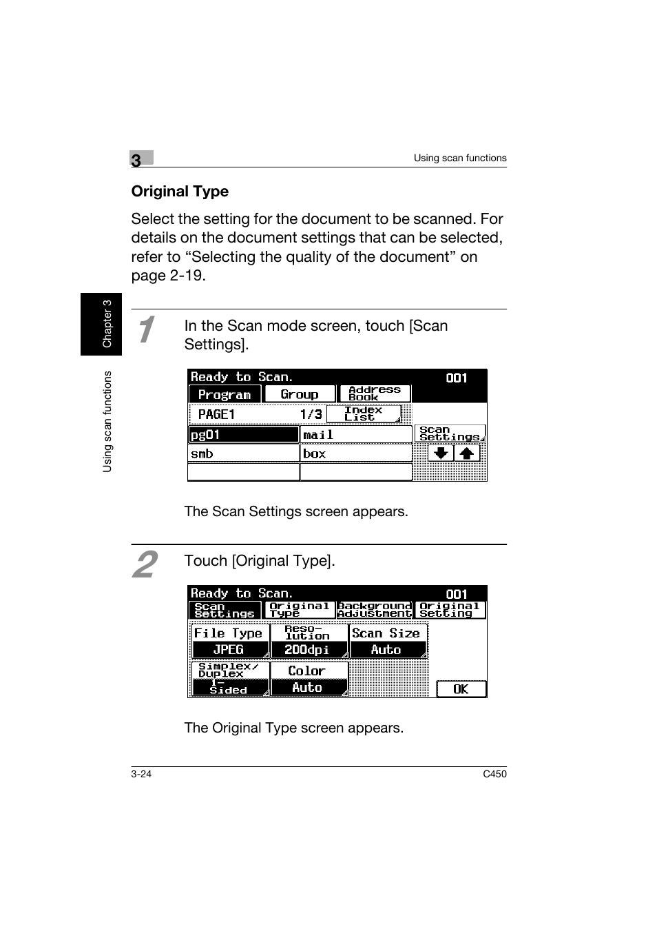 Original type, Original type -24 | Konica Minolta BIZHUB C450 User Manual | Page 107 / 158